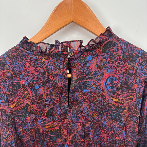 CLEOBELLA NWT Evereve Ines Bell Sleeve Ruffle Hem Blouse // M - Picture 11 of 15